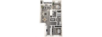 Mosaic Apartments Indigo 3D Floor Plan