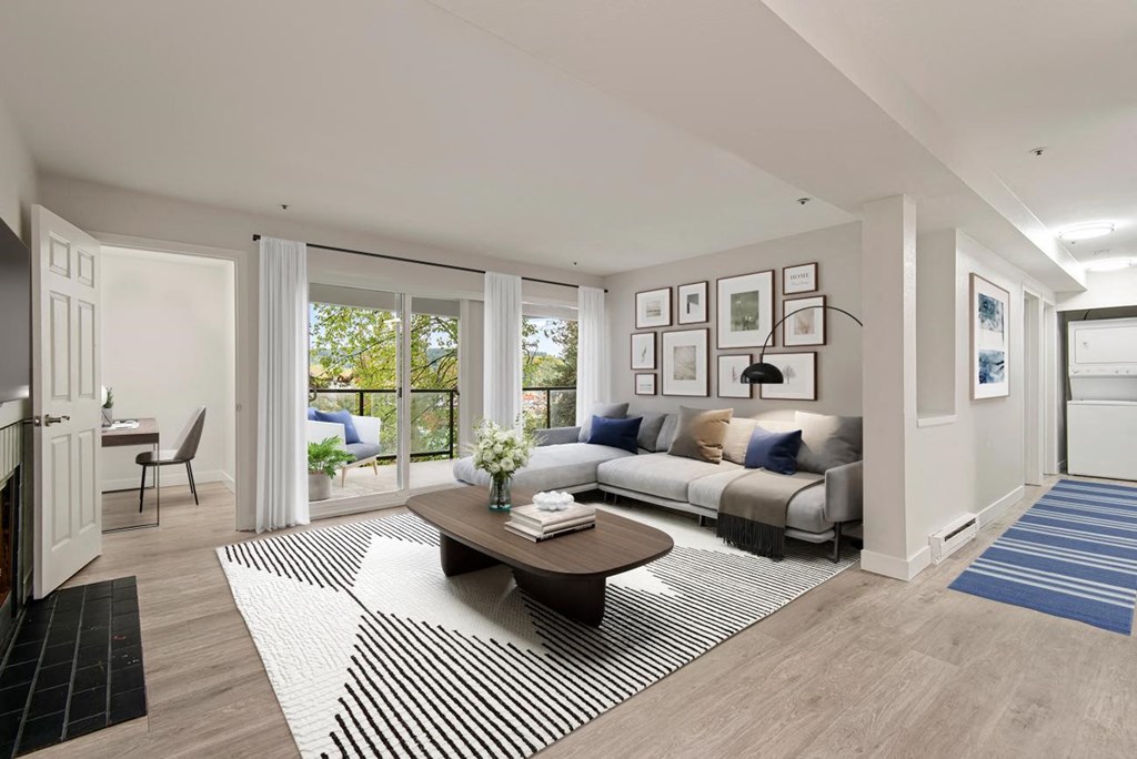 a living room with a couch and a coffee table