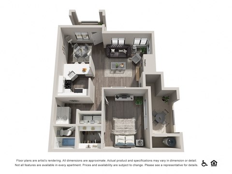 1 Bed 1 Bath 741 Sq. Ft.