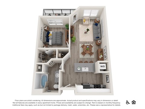a floor plan of a 1 bedroom apartment