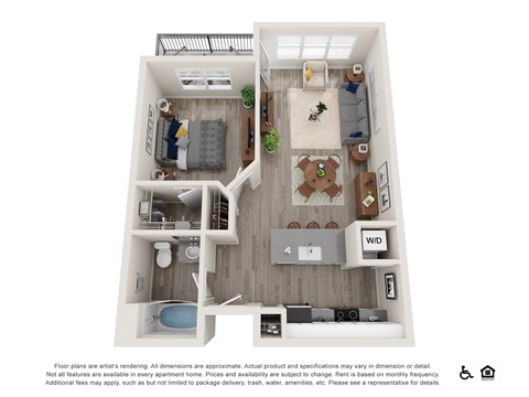 a 1 bedroom floor plan at the crossings at white marsh apartments in white marsh, md