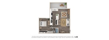 Sequoia 1 bed 1 bath floor plan