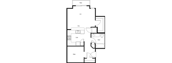 a floor plan of a 1 bedroom apartment