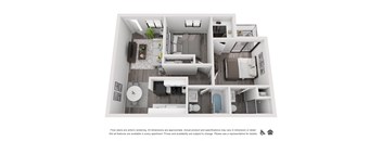 a 3d floor plan of a 1 bedroom apartment