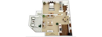a floor plan of a house with a bedroom and a living room