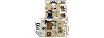 a floor plan with a bedroom and a living room