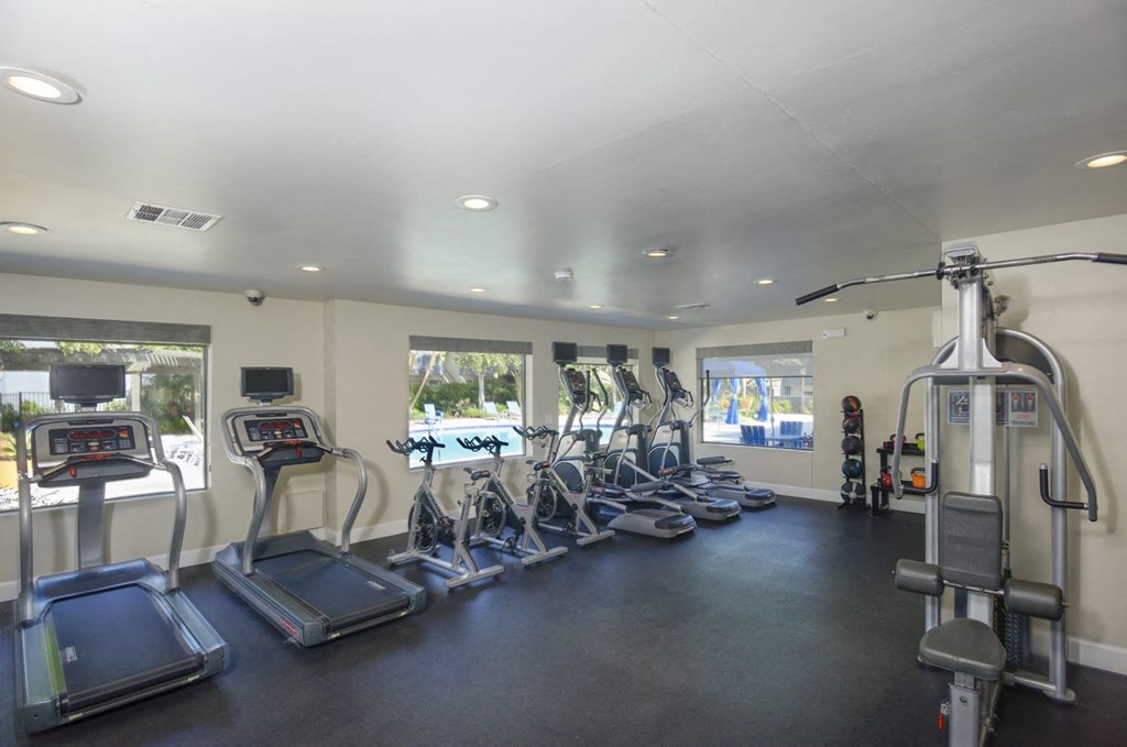 a room filled with lots of cardio equipment