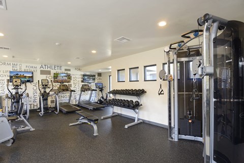 us state themed gym with a lot of exercise equipment
