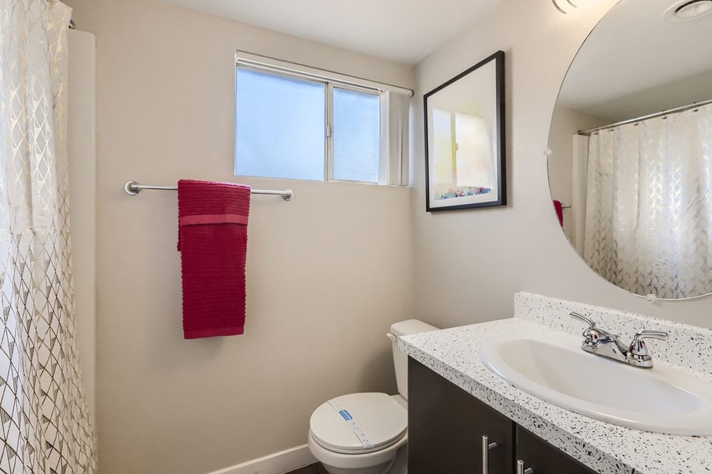 a bathroom with a sink toilet and a mirror