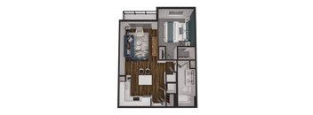 a floor plan of a 1 bedroom apartment