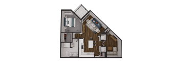 typical floor plan of a 1 bedroom apartment