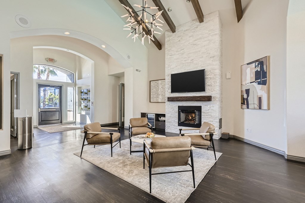 the preserve at ballantyne commons living room with fireplace