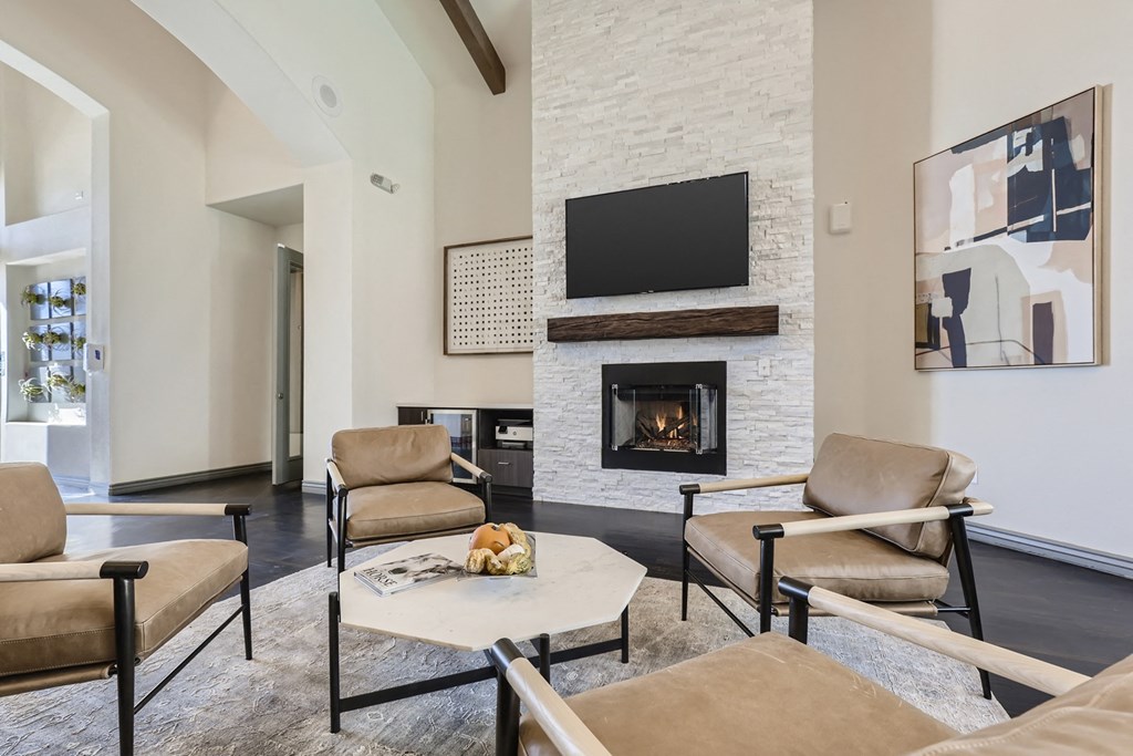 the preserve at ballantyne commons living room with fireplace