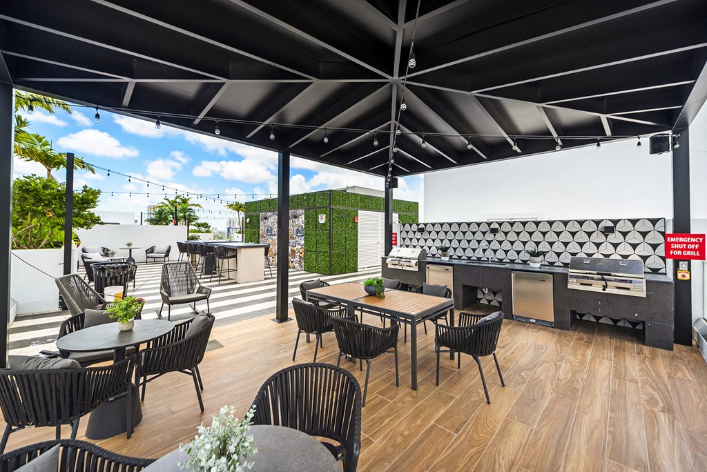 a rendering of the outdoor patio at the newly remodeled kimpton rowan palm springs