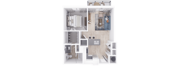 a floor plan of a 1 bedroom apartment