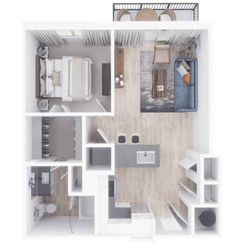 a floor plan of a 1 bedroom apartment