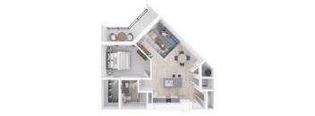 a floor plan of a 1 bedroom apartment