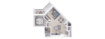 a floor plan of a 1 bedroom apartment