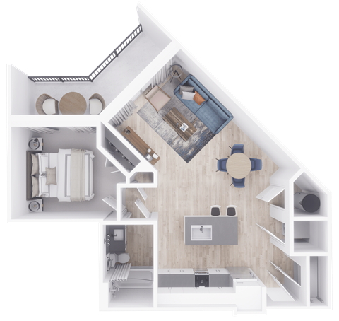 a floor plan of a 1 bedroom apartment