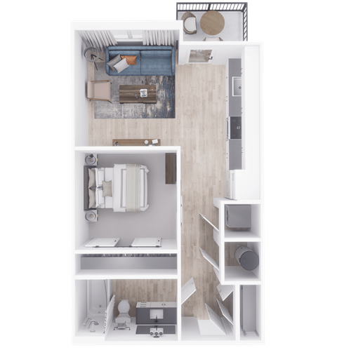 a floor plan of a studio apartment