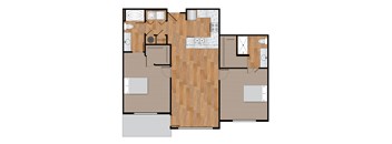 a floor plan of a small house with wood flooring