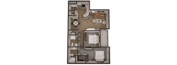 the floor plan of a two bed apt