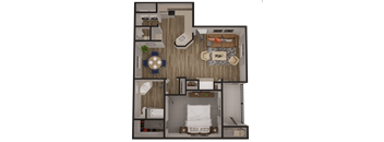 a floor plan of a 1 bedroom apartment
