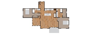 a floor plan of a small house with wood flooring