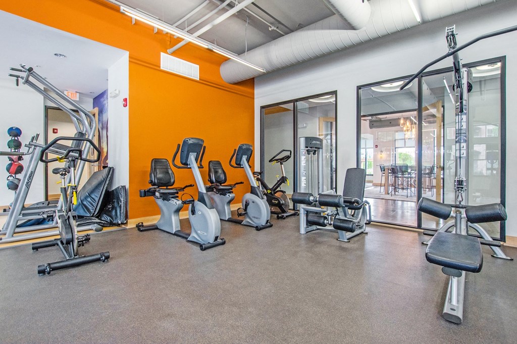 the gym at the runnymede on 132nd apartments