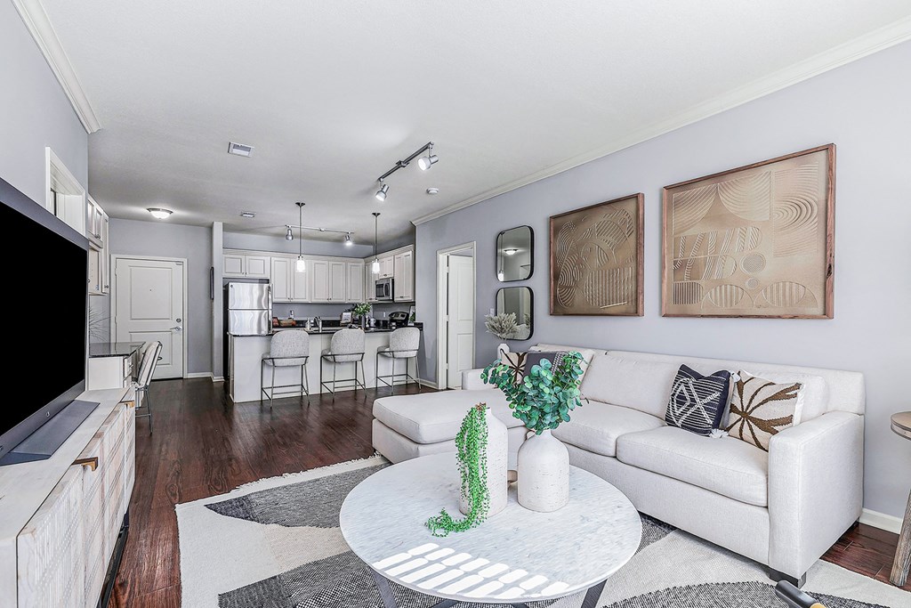 a living room with a couch and a coffee table