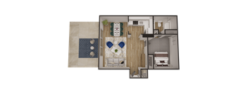 a floor plan of a small apartment with a living room and dining room