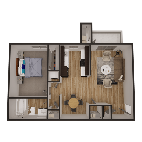 a floor plan of a 1 bedroom apartment