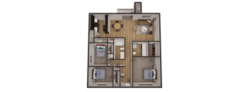 a floor plan of a 3 bedroom apartment