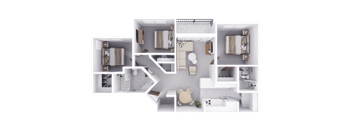 a 3d floor plan of a house with a bedroom and a bathroom