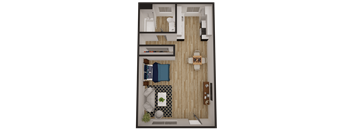 a floor plan of a 1 bedroom apartment