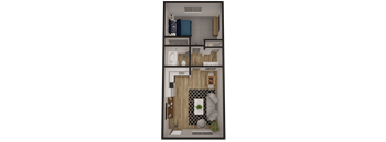 a floor plan of a studio apartment