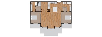 a floor plan of a small house with a wooden floor