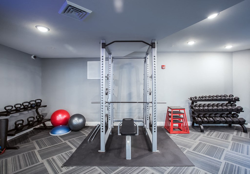 the gym at the flats at big tex apartments