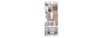 a floor plan of a house with a bedroom and a living room