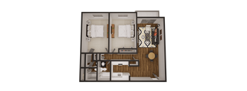 a floor plan of a 2 bedroom apartment