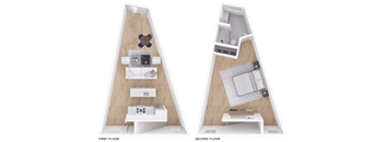a floor plan of a house with a bedroom and a living room