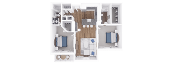 a floor plan of a 3 bedroom apartment