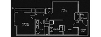 1 Bed 1 Bath Floor Plan at Sundance Apartment Homes, Milton, WA, 98354