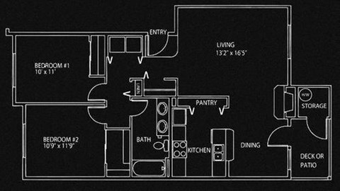 2 Bed 1 Bath Floor Plan at Sundance Apartment Homes, Milton, WA