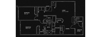 2 Bed 2 Bath Floor Plan at Sundance Apartment Homes, Milton, 98354