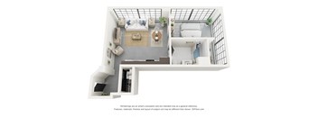 Corner 1 Bedroom A 3D
