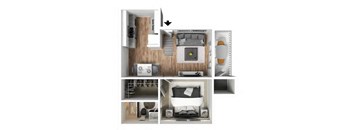 1 Bed 1 Bath Floor Plan at Avante Apartments, Ontario, California