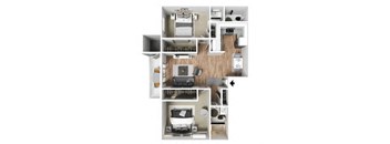 2 Bed 2 Bath Floor Plan at Avante Apartments, Ontario, California