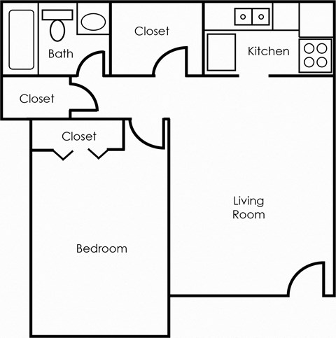 650 Square Foot One Bedroom