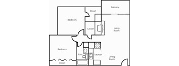 Two Bedroom, 850 square feet